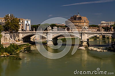 Ponte Vittorio Emanuele II bridge over River Tiber, Castel Sant Editorial Stock Photo